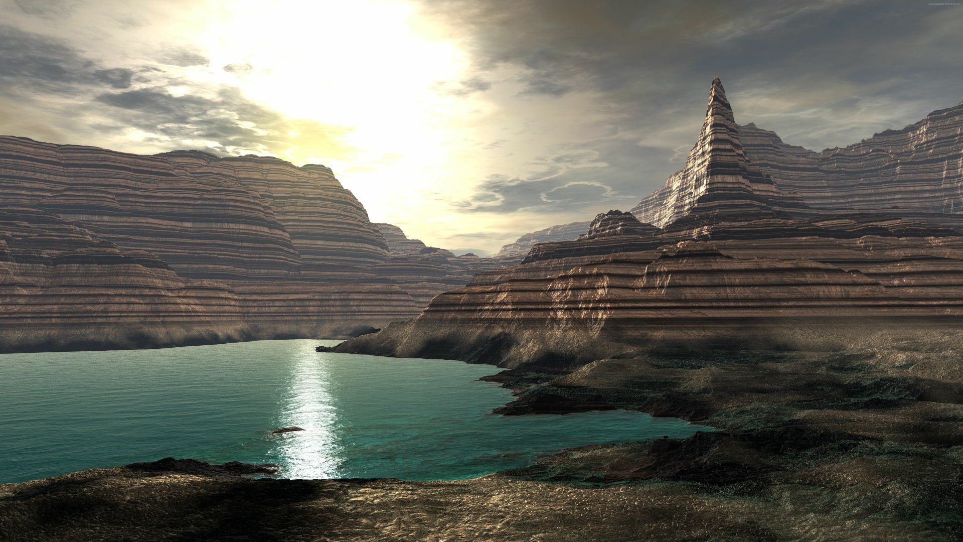 1920x1080 8K Ultra HD Artistic Canyon Lake: Stunning Landscape Masterpiecex4320