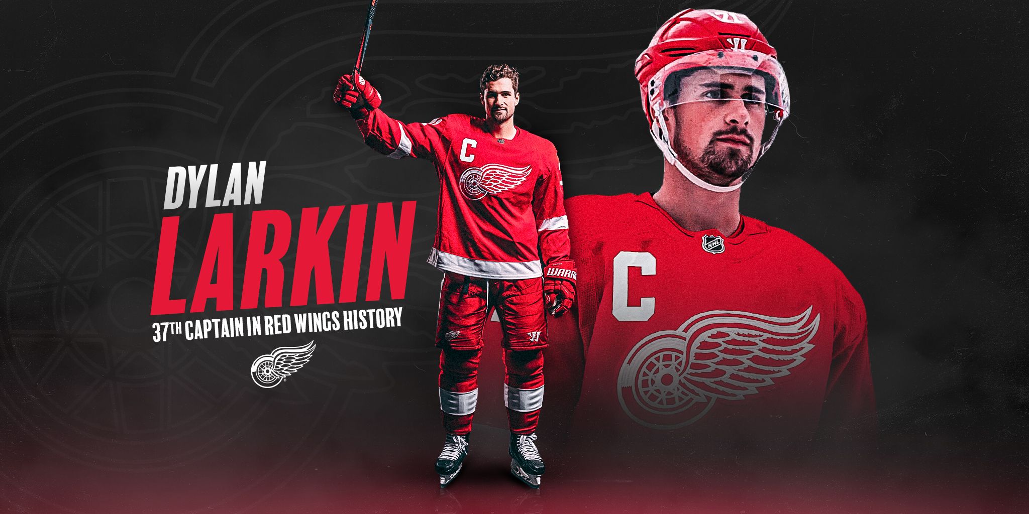 2048x1024 Detroit Red Wings on X: The #RedWings today announced that center Dylan Larkin has been named the team's captain, becoming the 37th captain in franchise history and the first Michigander and native