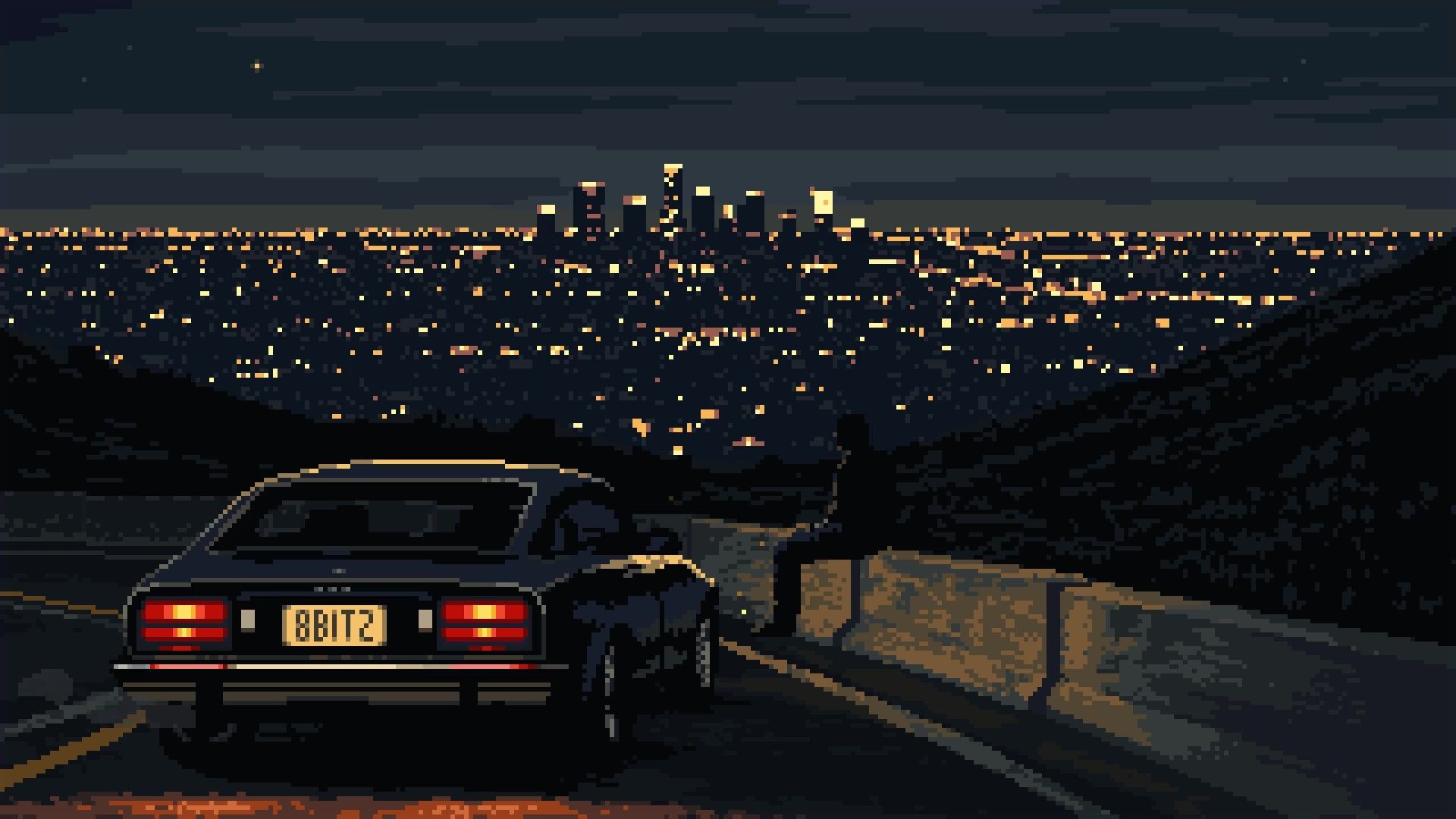 1920x1080 Midnight Drive City Lights Pixel Live Wallpaper
