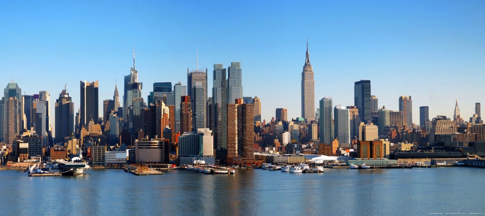 1600x713 Photo Wallpaper Mural New York Hudson River 202x90cm