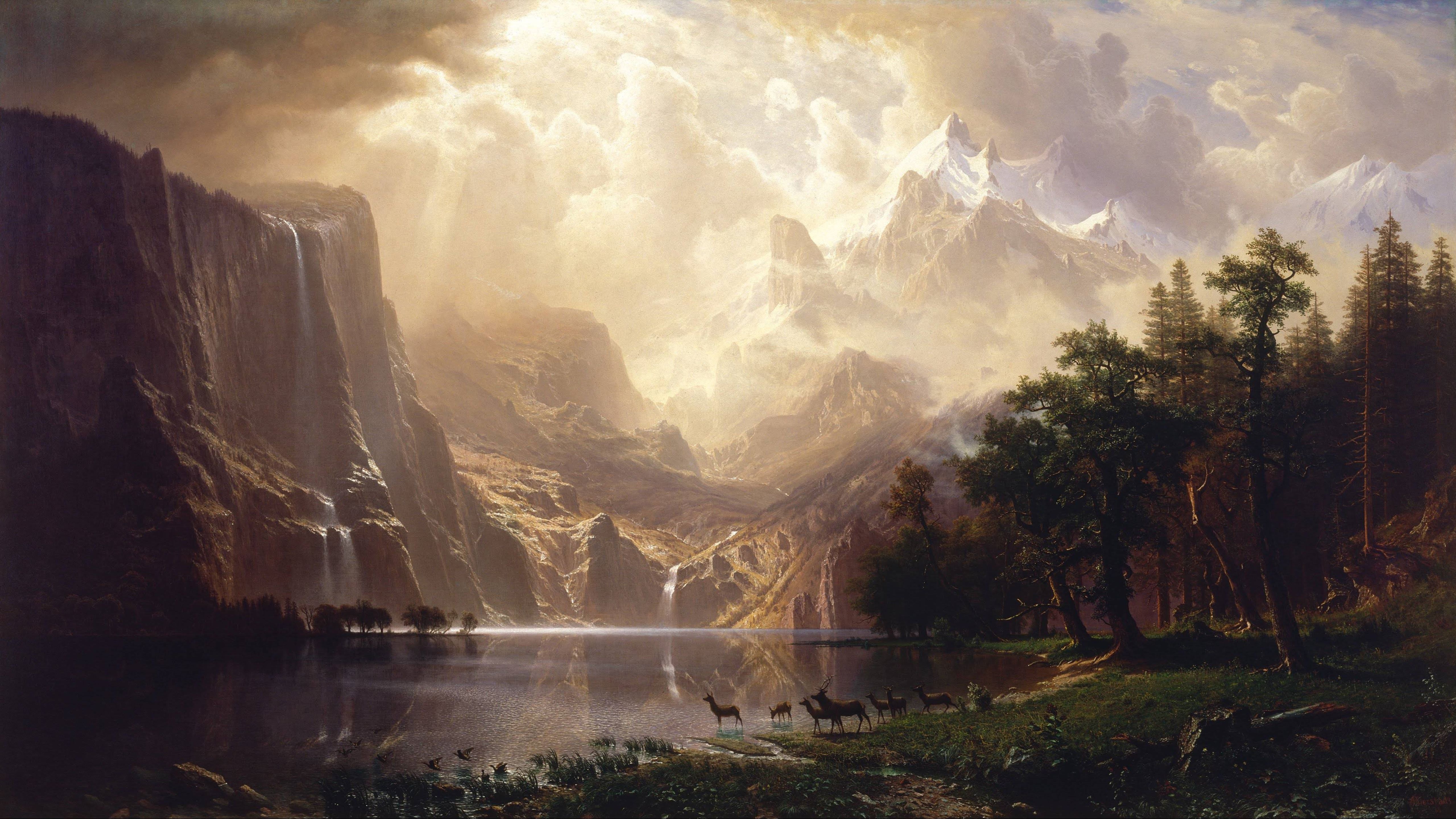 5120x2880 Wallpaper Painting, Hudson River School, Landscape Painting, Art, Oil Painting, Background Free Image