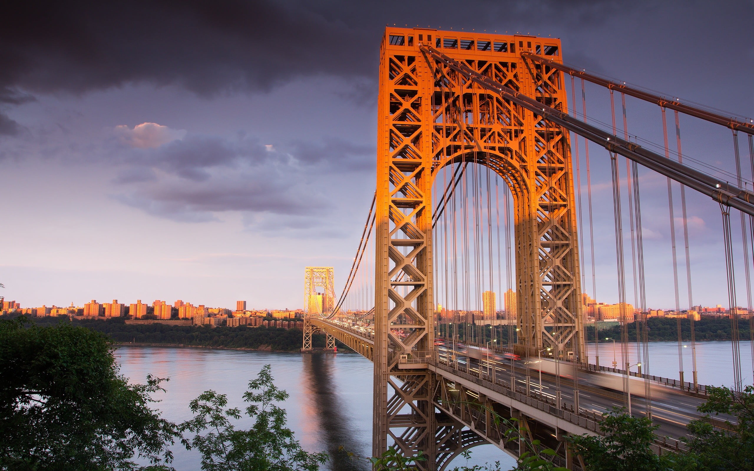 2560x1600 Brooklyn Bridge, bridge, George Washington Bridge, Hudson River, New York City HD wallpaper