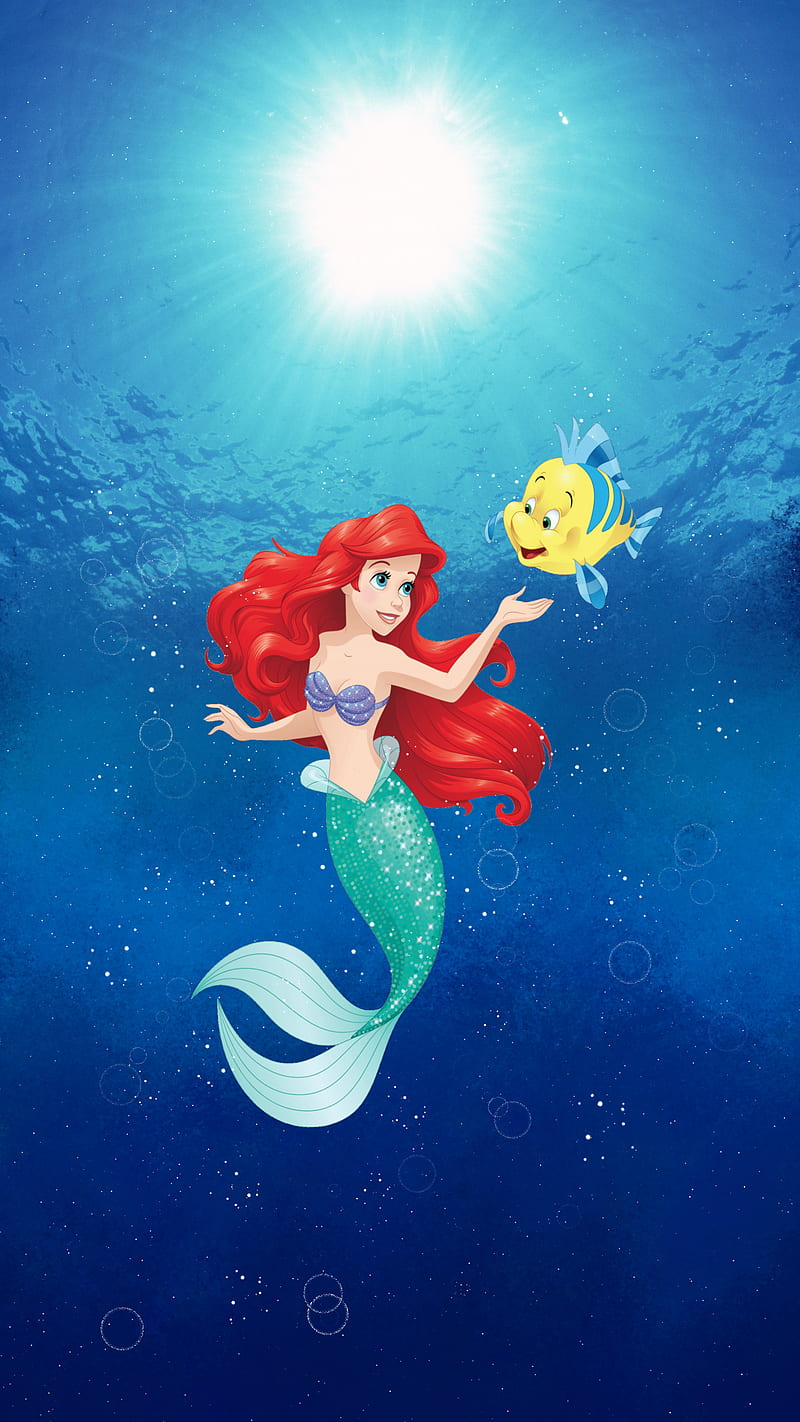 800x1422 Ariel Little Mermaid, ariel, deep, disney, linguado, little, mermaid, ocean, HD phone wallpaper