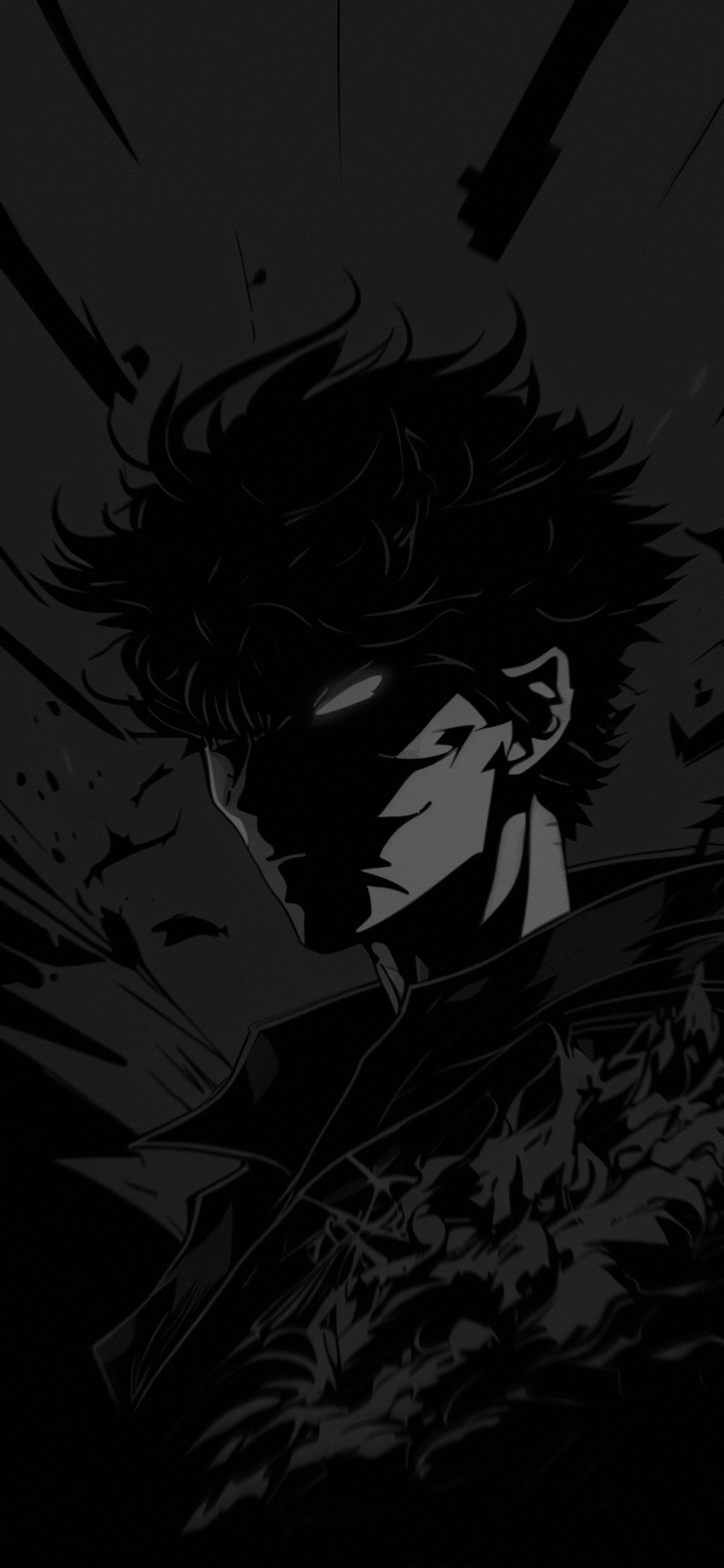 1183x2560 Solo Leveling Black And White Wallpaper