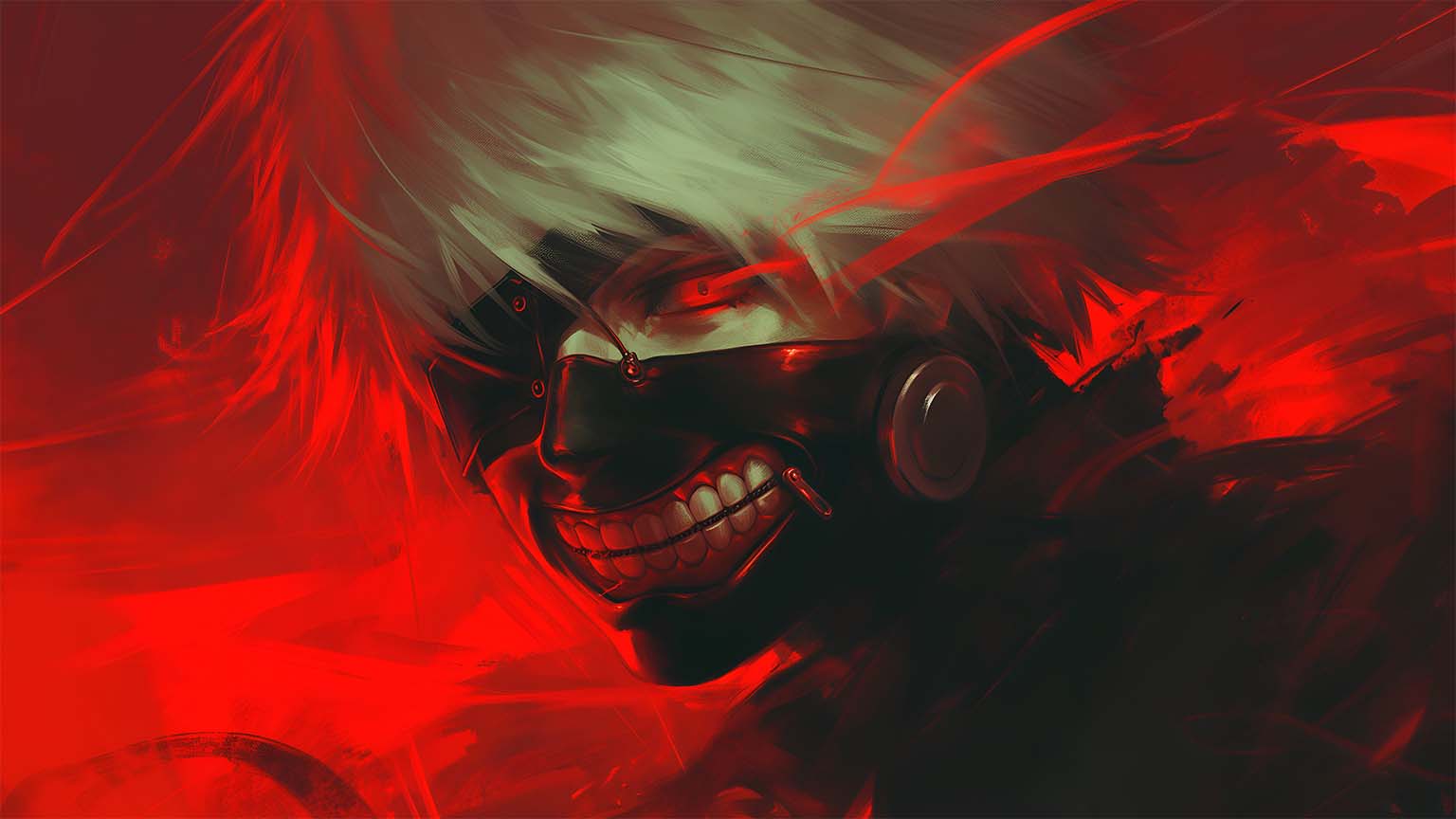 1536x864 Kaneki Ken Ghoul Mask Red Glow Desktop Wallpaper