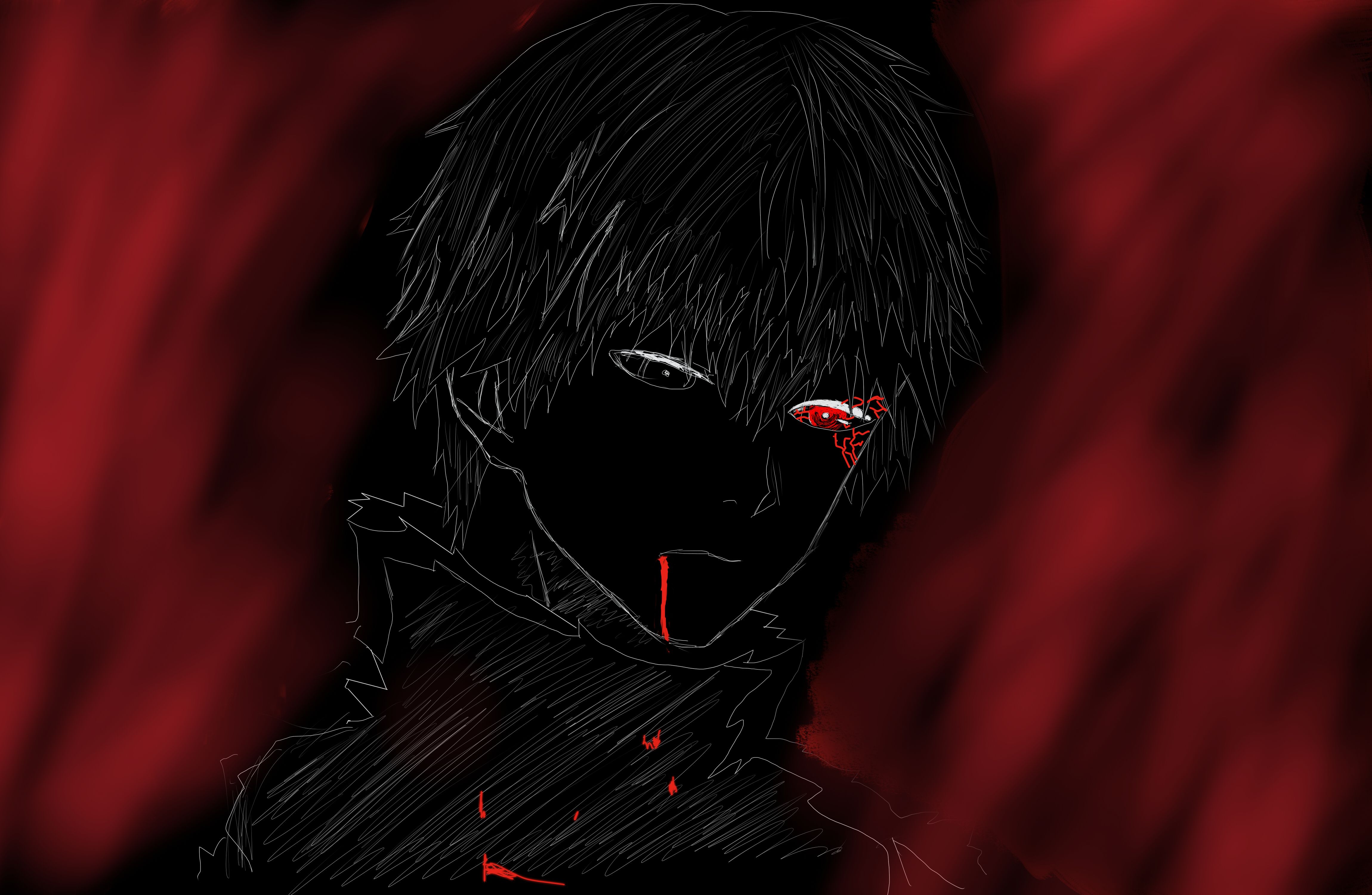 4600x3000 Desktop wallpaper: Anime, Tokyo Ghoul, Ken Kaneki, Red Eyes 4K free download for PC. 935889
