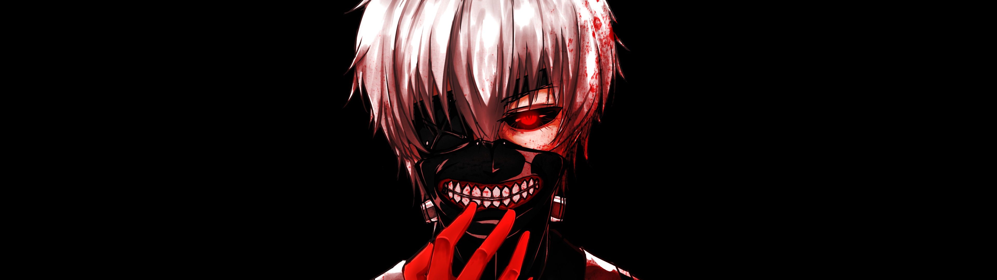 3840x1080 Ken Kaneki Wallpaper 4K, Blood, AMOLED, Tokyo Ghoul