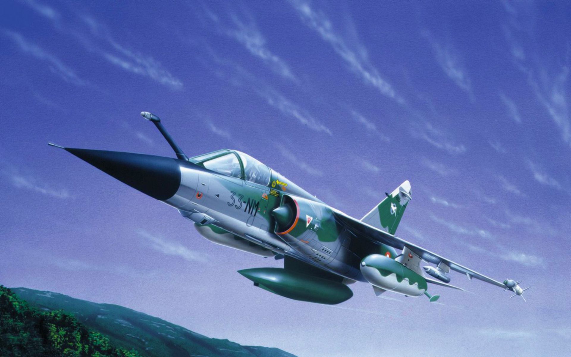 1920x1201 Wallpaper painting, jet, Dassault Mirage F art for mobile and desktop, section авиация, resolution 1920x1201