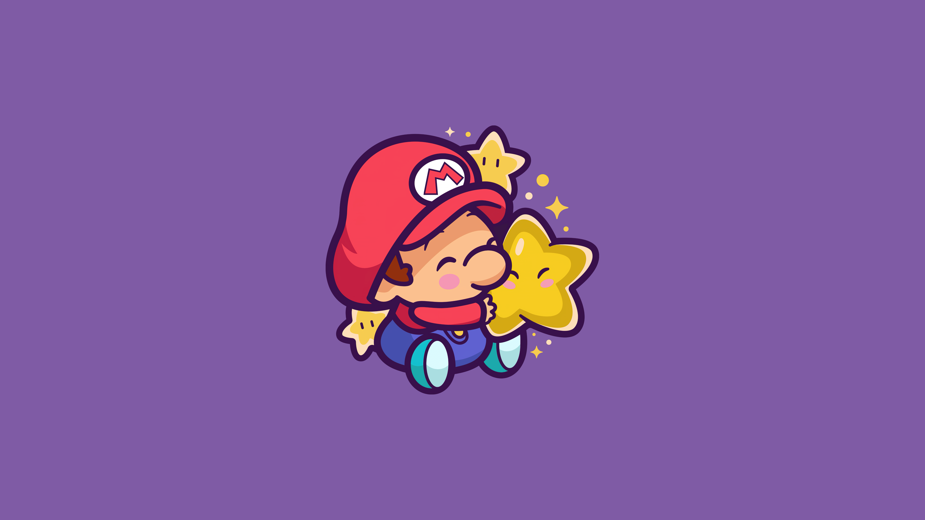 3840x2160 Super Mario Wallpaper 4K, Cute Mario, Purple background, 5K