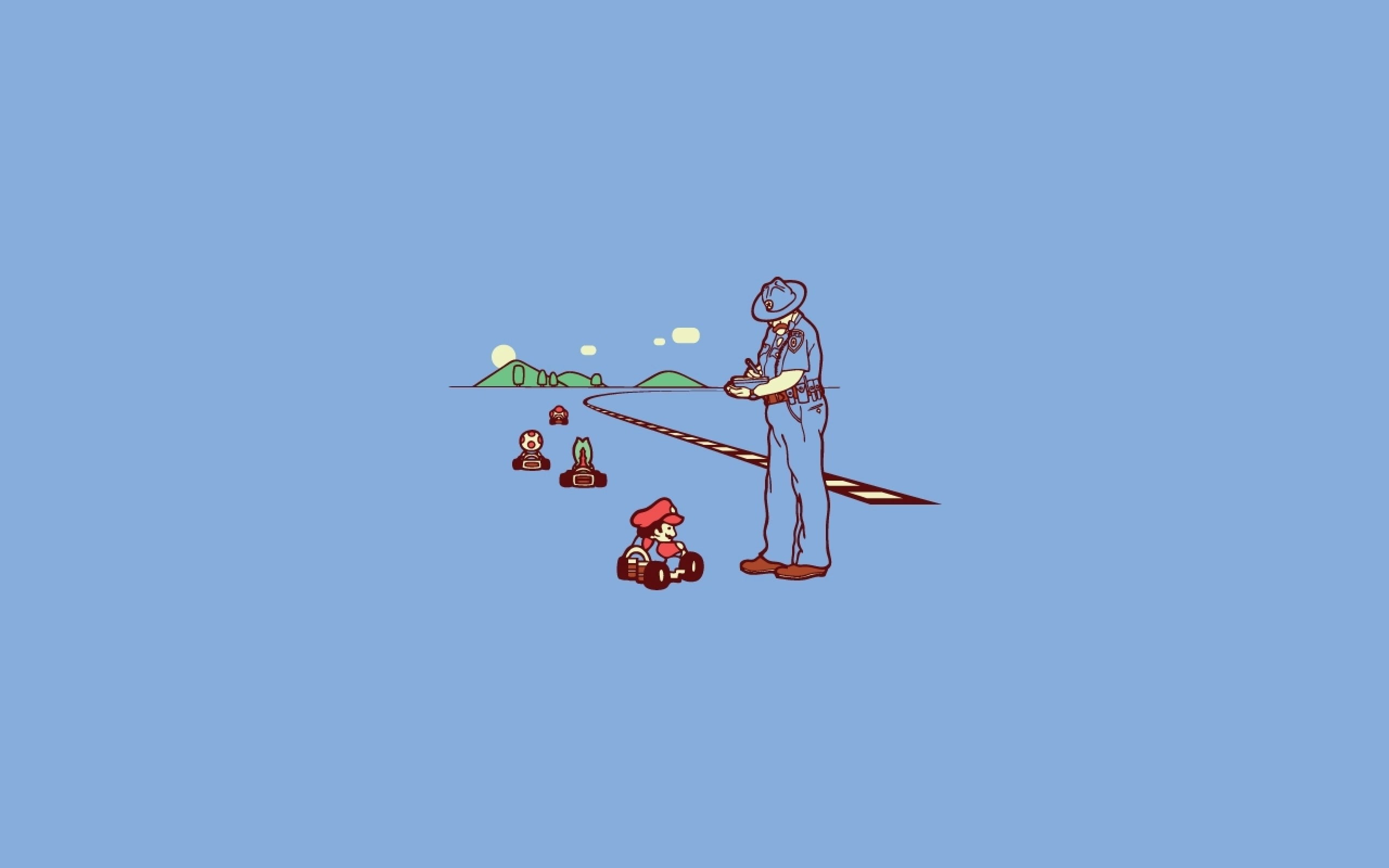 2560x1600 Racing illustration, Super Mario Kart, minimalism, artwork, video games HD wallpaper