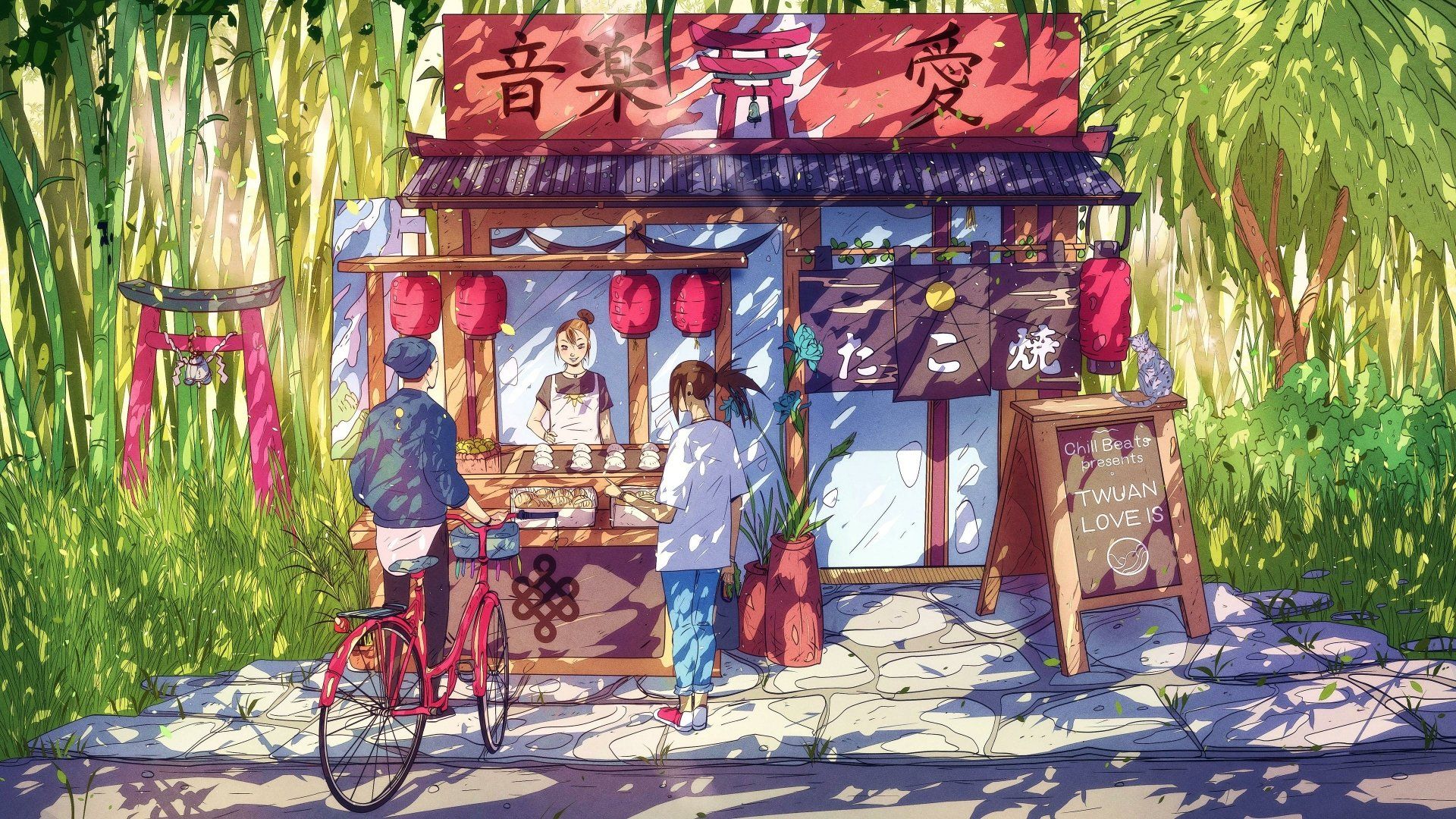 1920x1080 4K Ultra HD Anime Shop Serenity in a Lush Bamboo Grovex2160