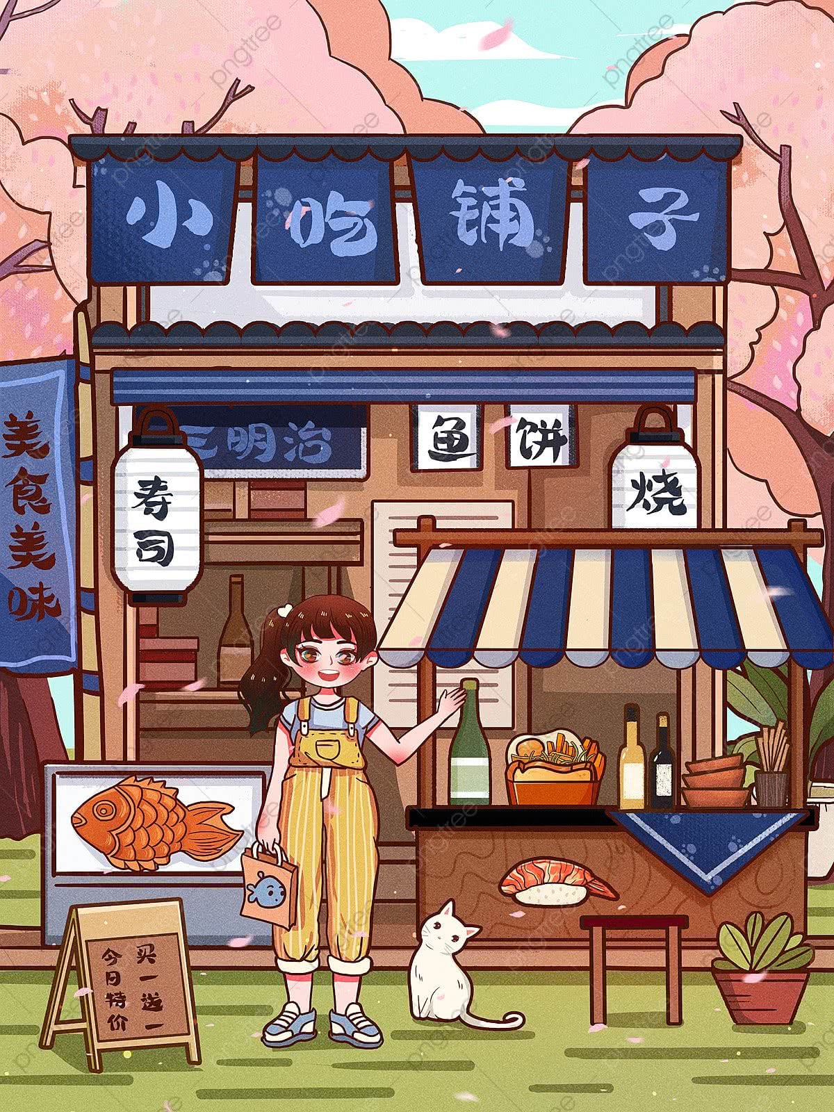 1200x1600 Set Up Stalls Market Stalls Economic Japanese Style Snacks Food Shop Illustration, Stall, Market, Stall Economy Illustration Background And Wallpaper For Free Download
