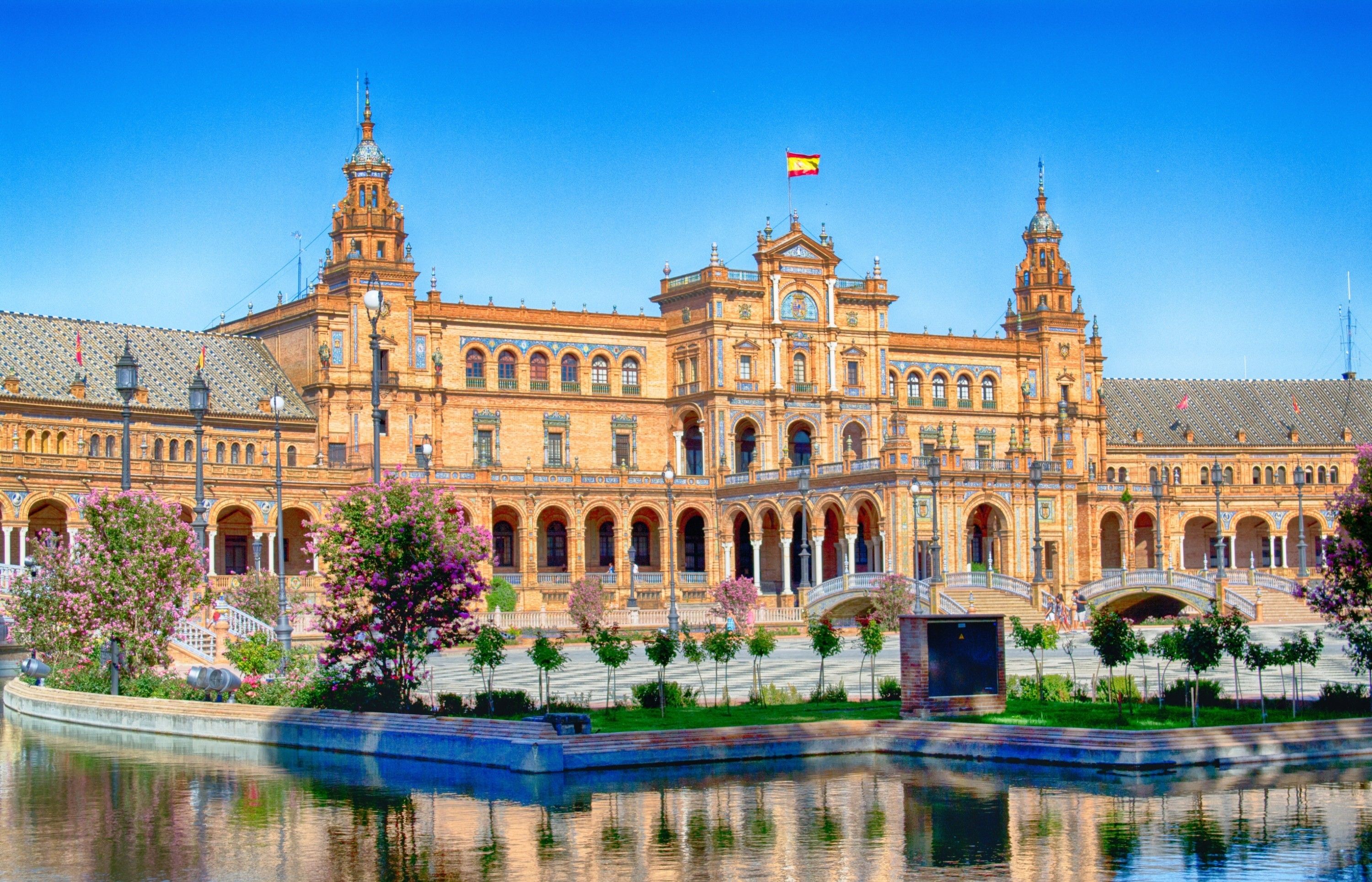 3000x1930 Download Spain Seville Man Made Plaza De España HD Wallpaperx1930