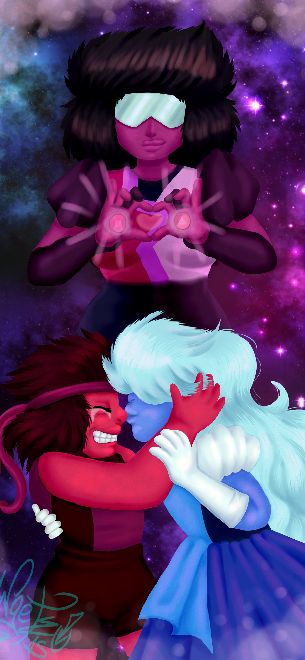 1284x2778 Free Sapphire and Ruby Fanart Steven Universe by T. iPhone Wallpaper Free Download