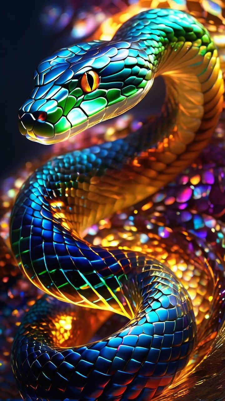 720x1280 Colorful Sea Snake with Tongue Out. Colorful snake illustration, Creative art project themes, Fantasy snake design
