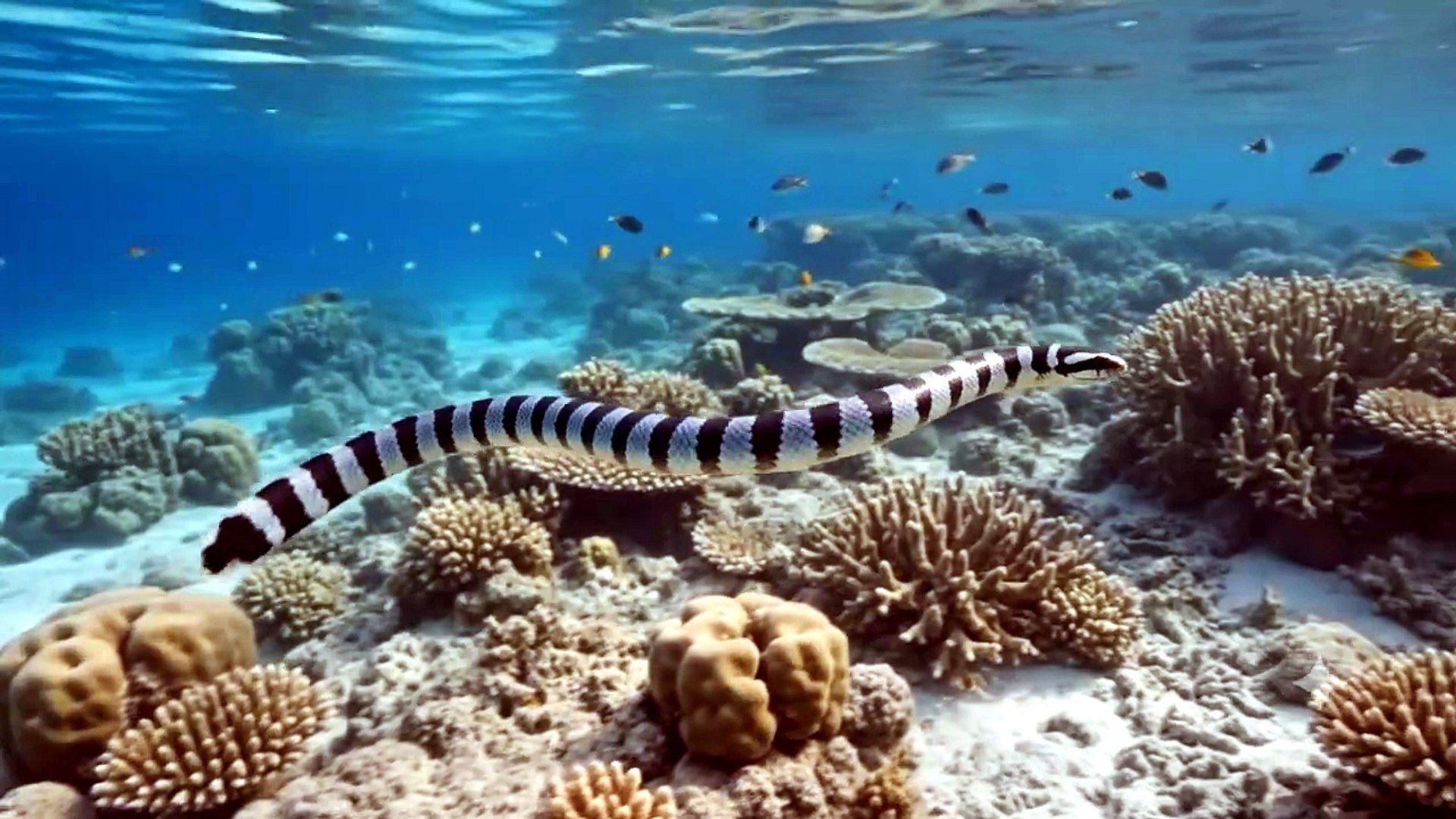 1920x1080 Sea Snake : The graceful ocean serpent perfectly adapted to life beneath the waves