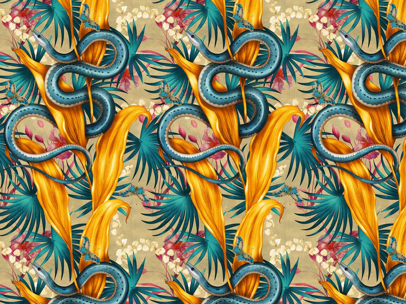 1333x1000 Water Snake. Pattern Repeat Wallpaper