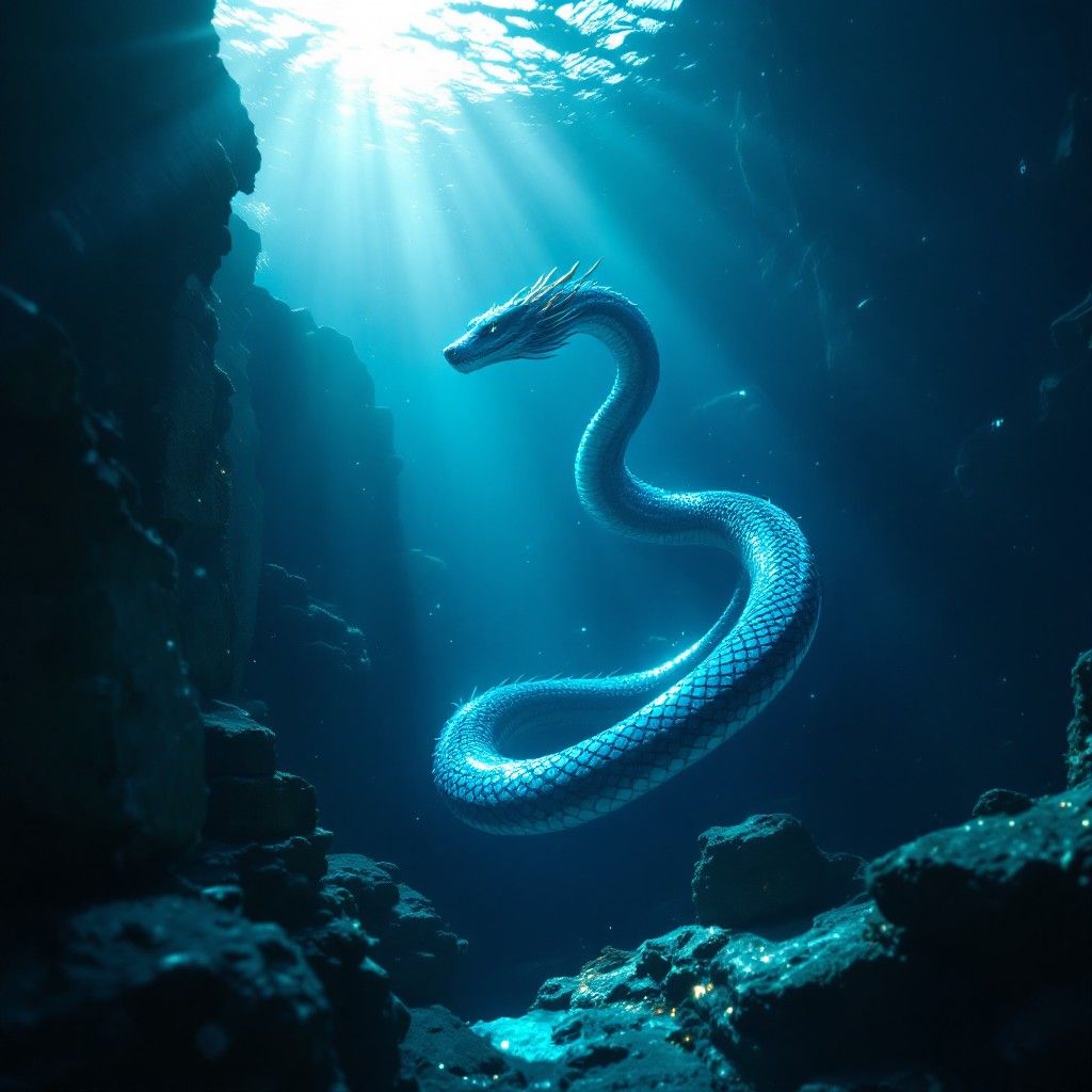 1024x1024 Download Serpent Below Surface Image, Underwater, Serpent