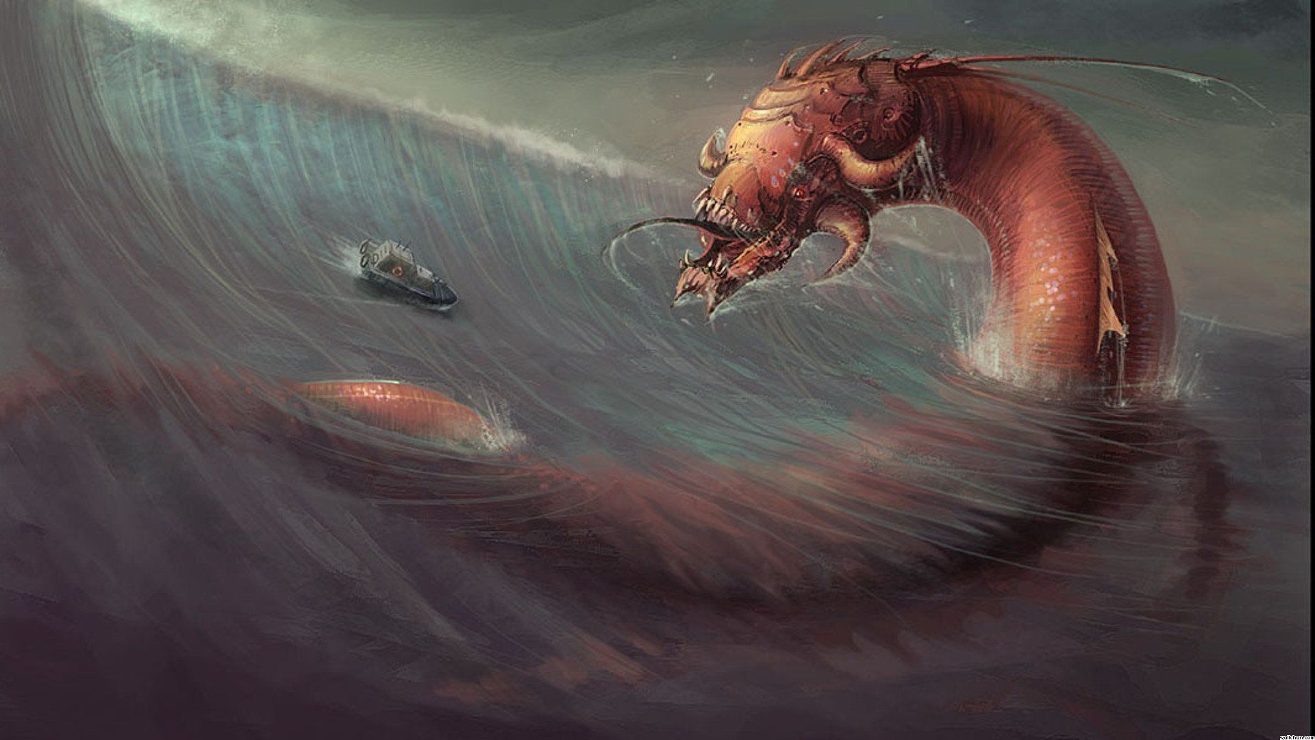 1920x1080 Download Fantasy Sea Monster HD Wallpaperx1080