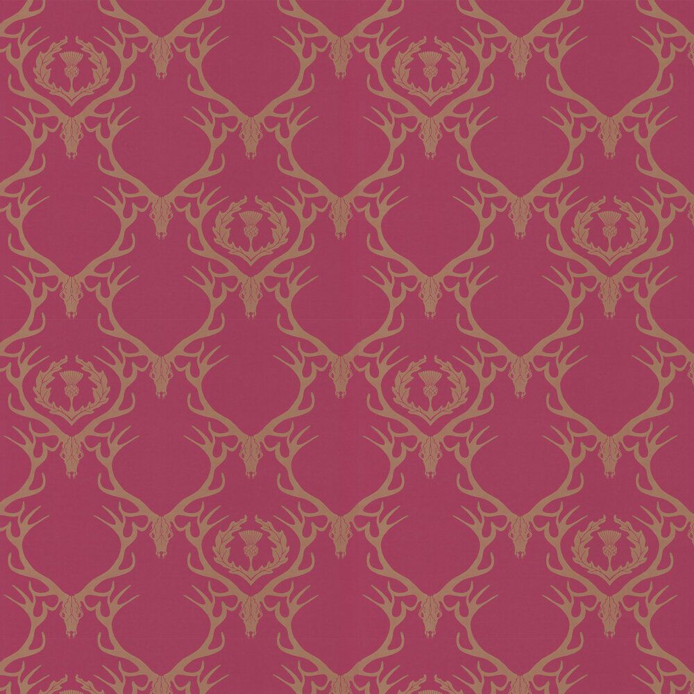 1000x1000 Deer Damask Claret by Barneby Gates : Wallpaper Direct