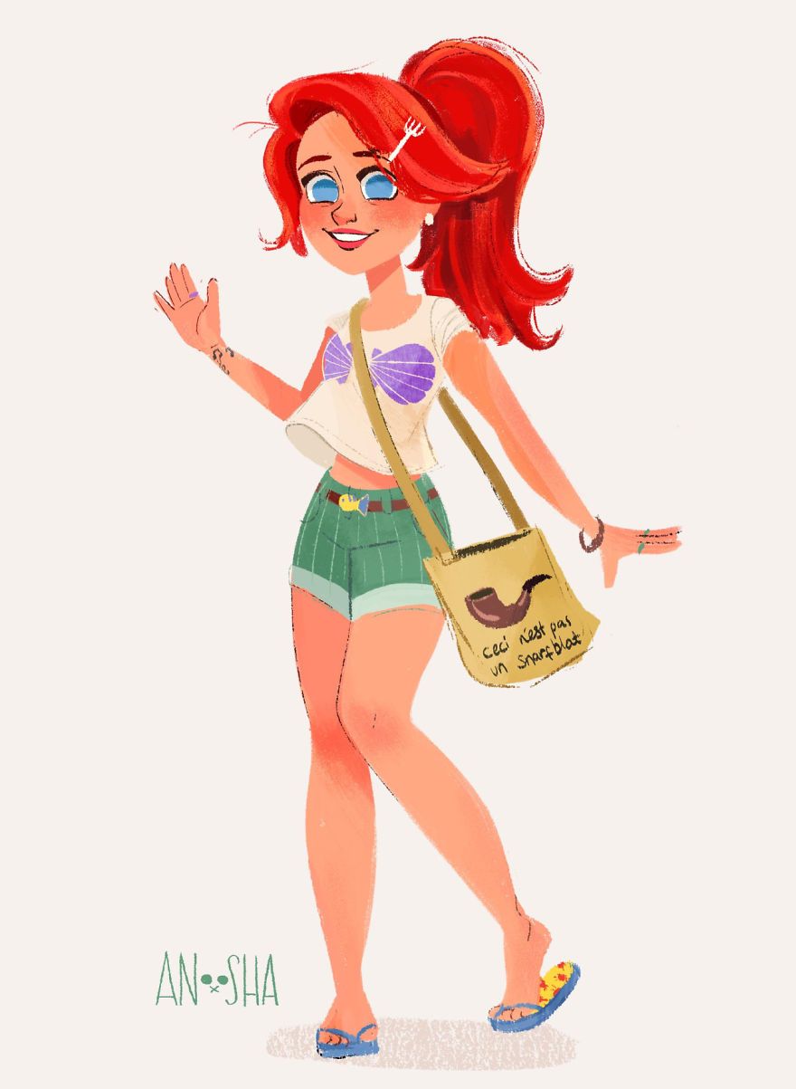 880x1203 I Illustrated Disney Princesses As Modern Day Girls Living In The 21st Century