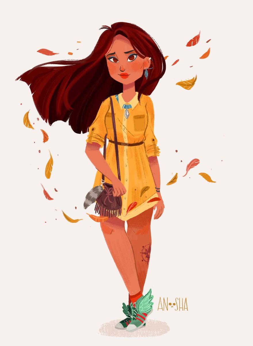 880x1203 I Illustrated Disney Princesses As Modern Day Girls Living In The 21st Century