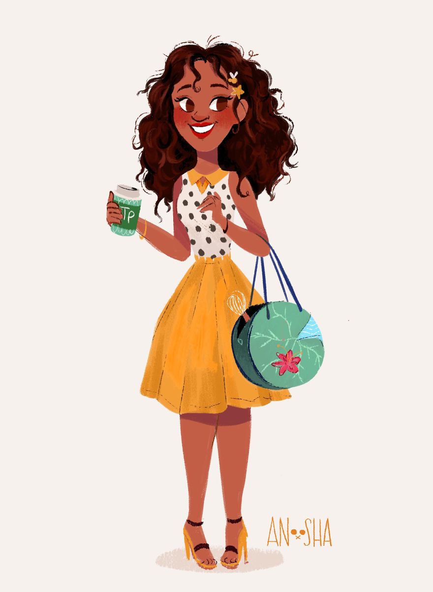 880x1203 I Illustrated Disney Princesses As Modern Day Girls Living In The 21st Century