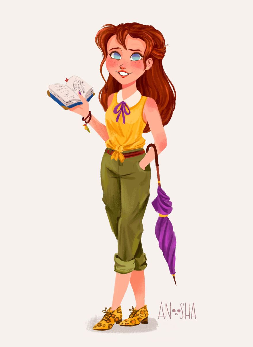 880x1203 I Illustrated Disney Princesses As Modern Day Girls Living In The 21st Century