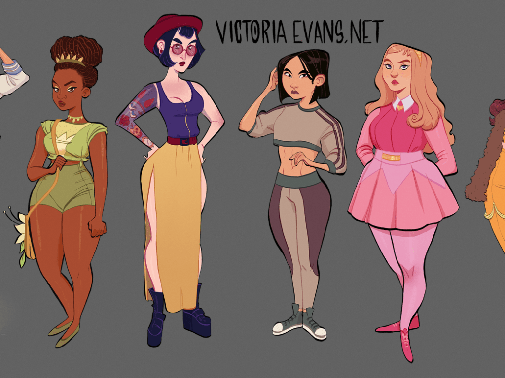 1024x768 Artist Reimagined the Disney Princesses As Modern Teens And The Results Are Perfect