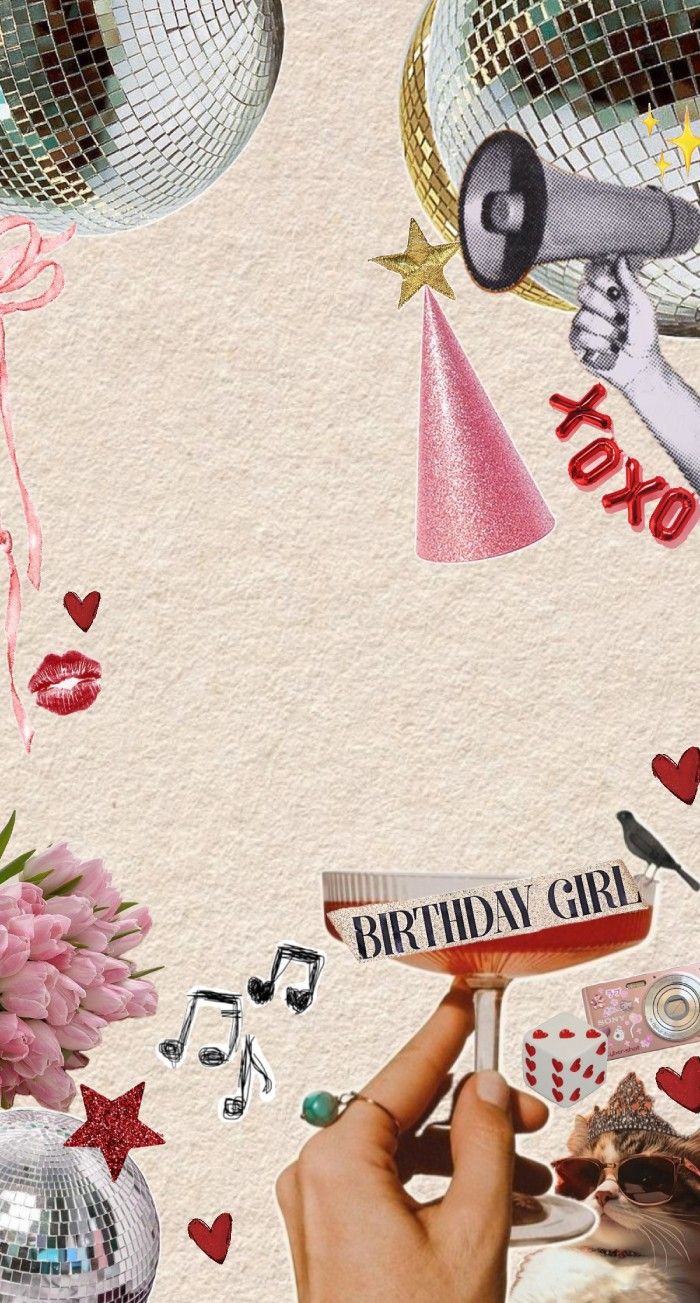 700x1303 Trendy Birthday Girl Collage Aesthetic Lock Screen Wallpaper