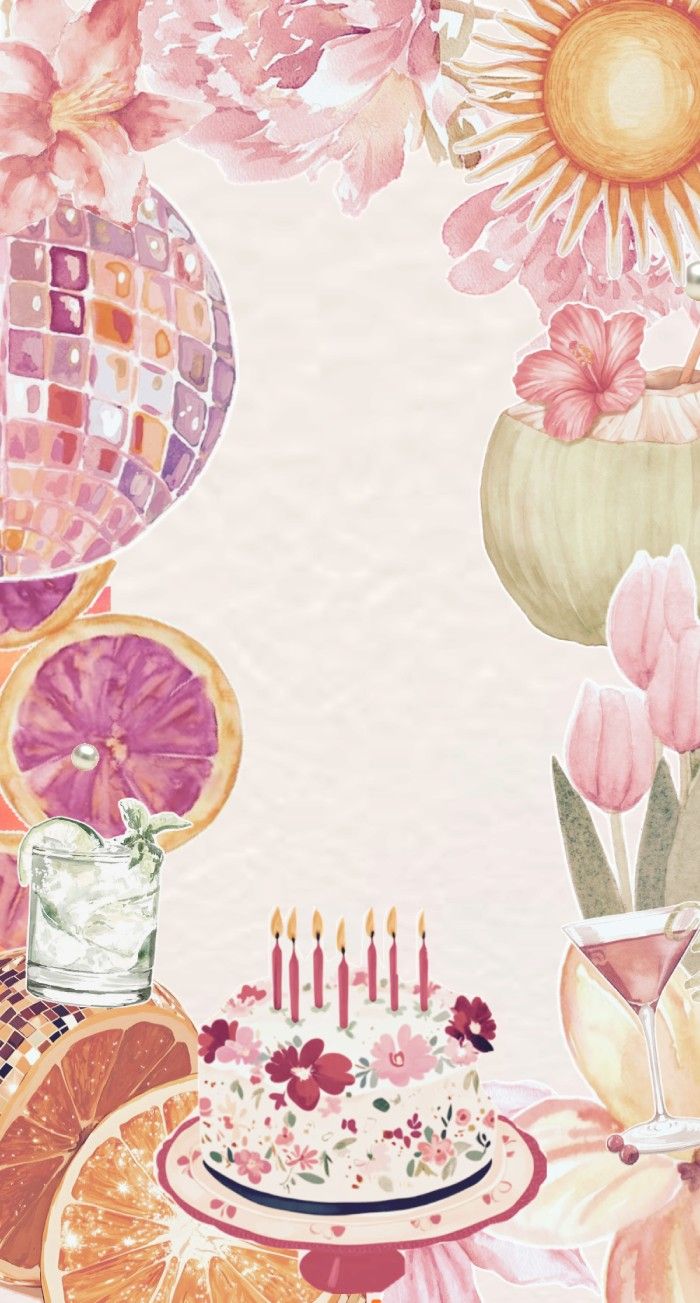 700x1303 Birthday Collage Wallpaper : Cute Floral Citrus Aesthetic Lock Screen Background