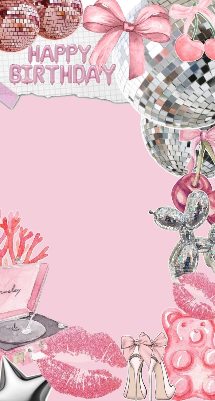700x1303 Birthday Collage Wallpaper : Pink Disco Happy Birthday Aesthetic Lock Screen