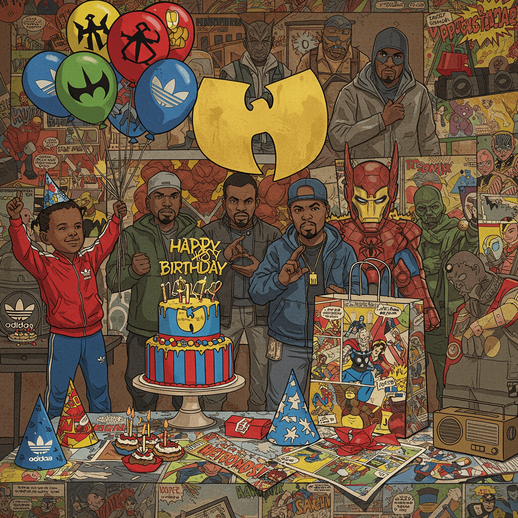 1024x1024 Unique Collage Art Birthday Cards. Celebrate with Creative Designs. Silly Robot Cards