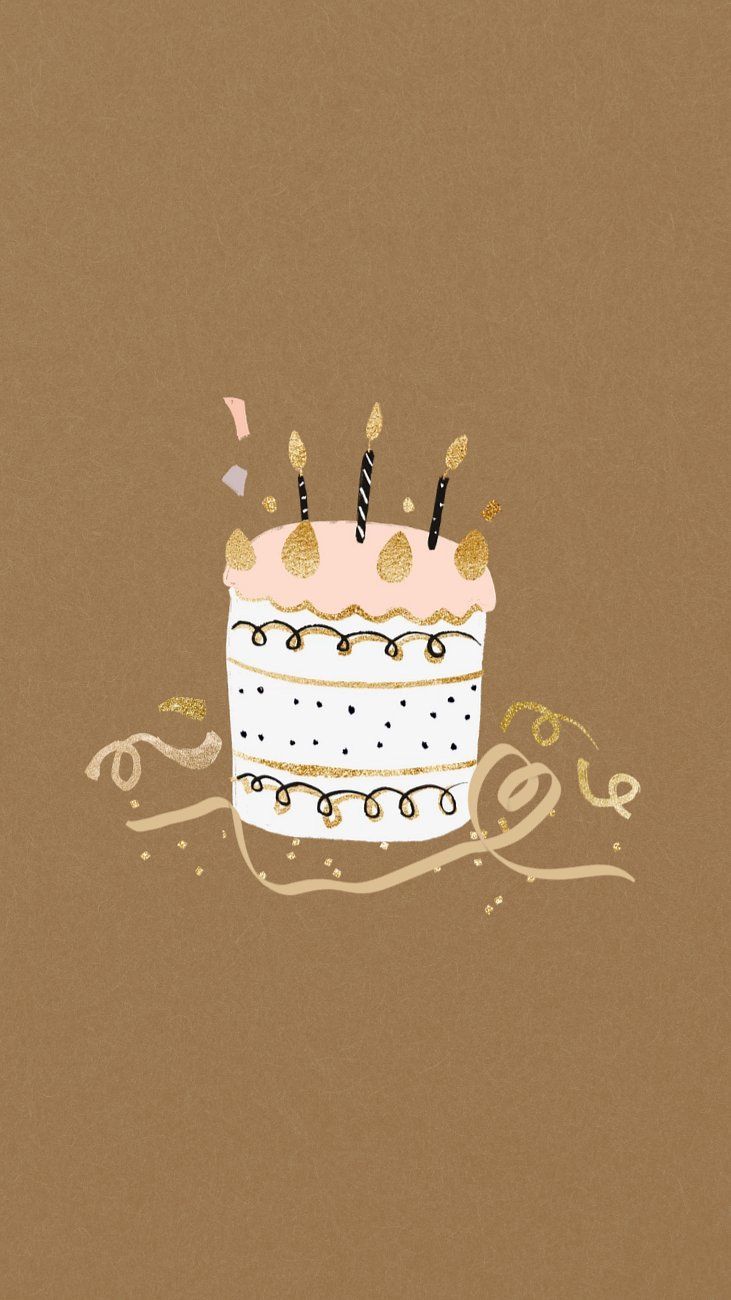 731x1300 Aesthetic birthday cake phone wallpaper