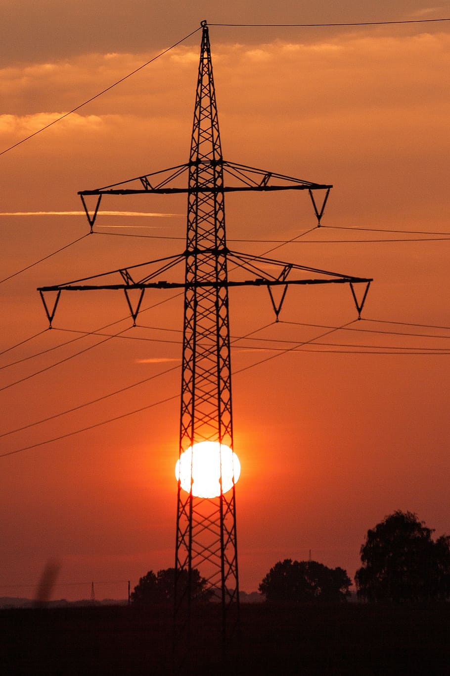 910x1365 HD wallpaper: electric tower under sunset, Power Lines, Pylons, Poles, power poles