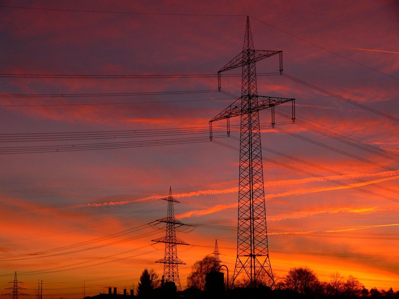 1280x960 Energy High Voltage Pylons Power