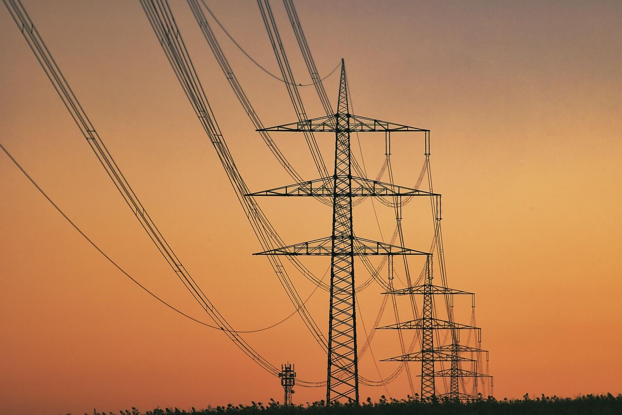 1280x854 Sunset Electricity Pylons