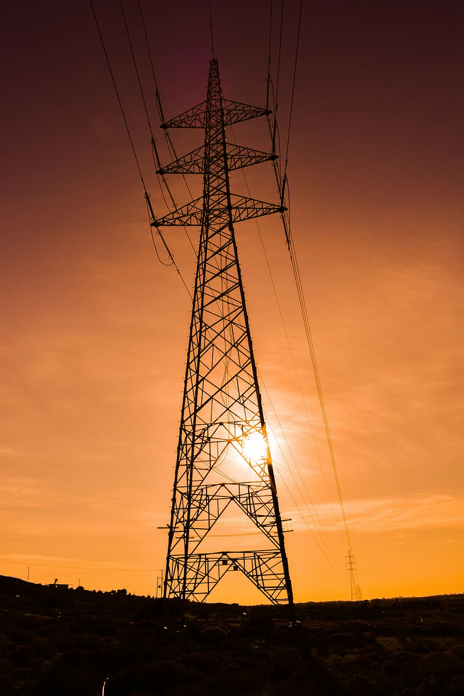 910x1365 HD wallpaper: pylon, electricity, power, energy, sun, afternoon, light, sunlight