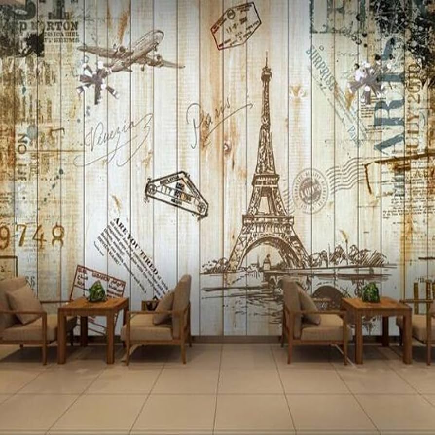 894x894 CILODO Photo Wallpaper Wooden Pylons Non Woven Art Print Fleece Wall Mural Decoration Poster Picture Design Modern 3D Optical Illusion 350cm×256cm