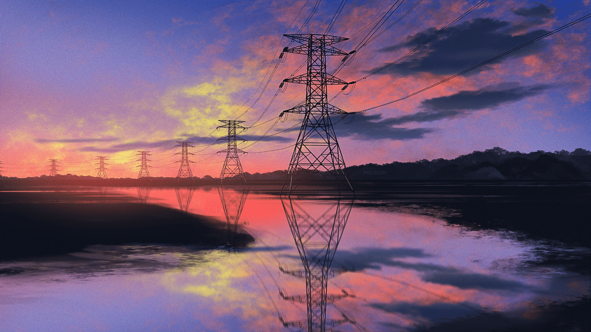 1920x1080 Electricity Pylon Reflection by mclelun [1920x1080]