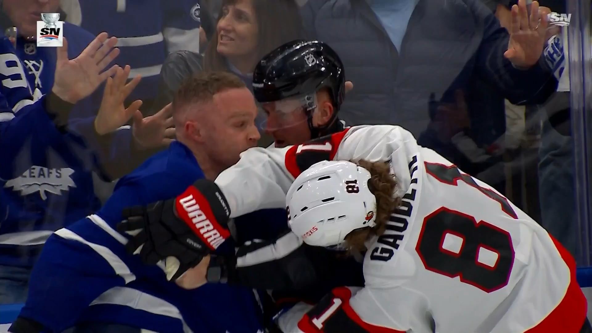 1920x1080 Chaos to end game 1 in Toronto. Max Domi lands the uppercut on Gaudette
