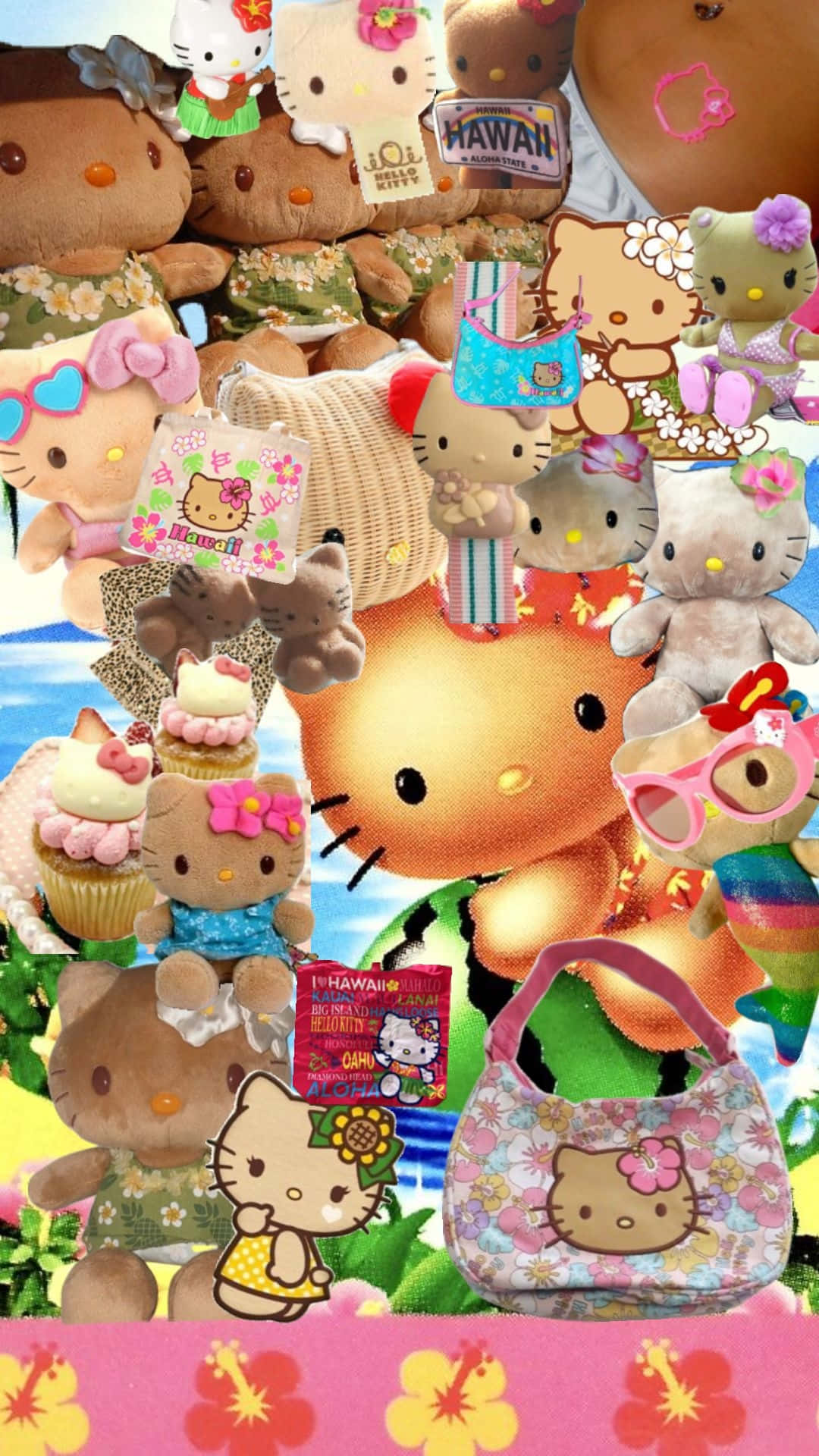 1080x1920 Download Hawaiian Hello Kitty Collage Wallpaper