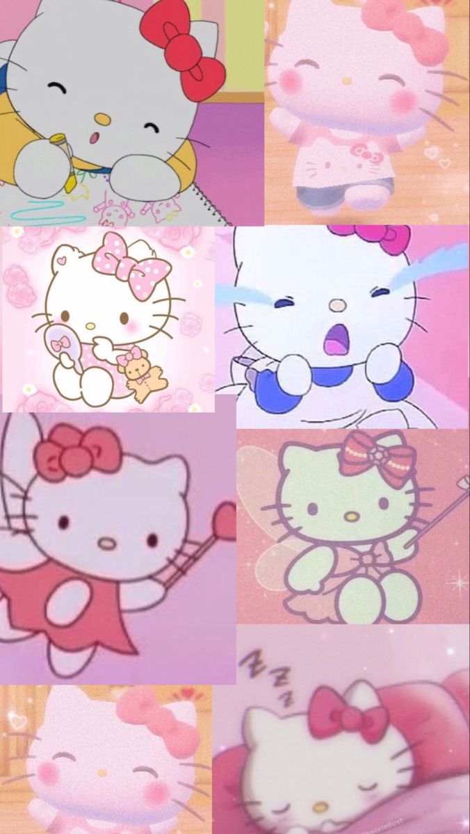 676x1200 Hello Kitty Collage Wallpaper