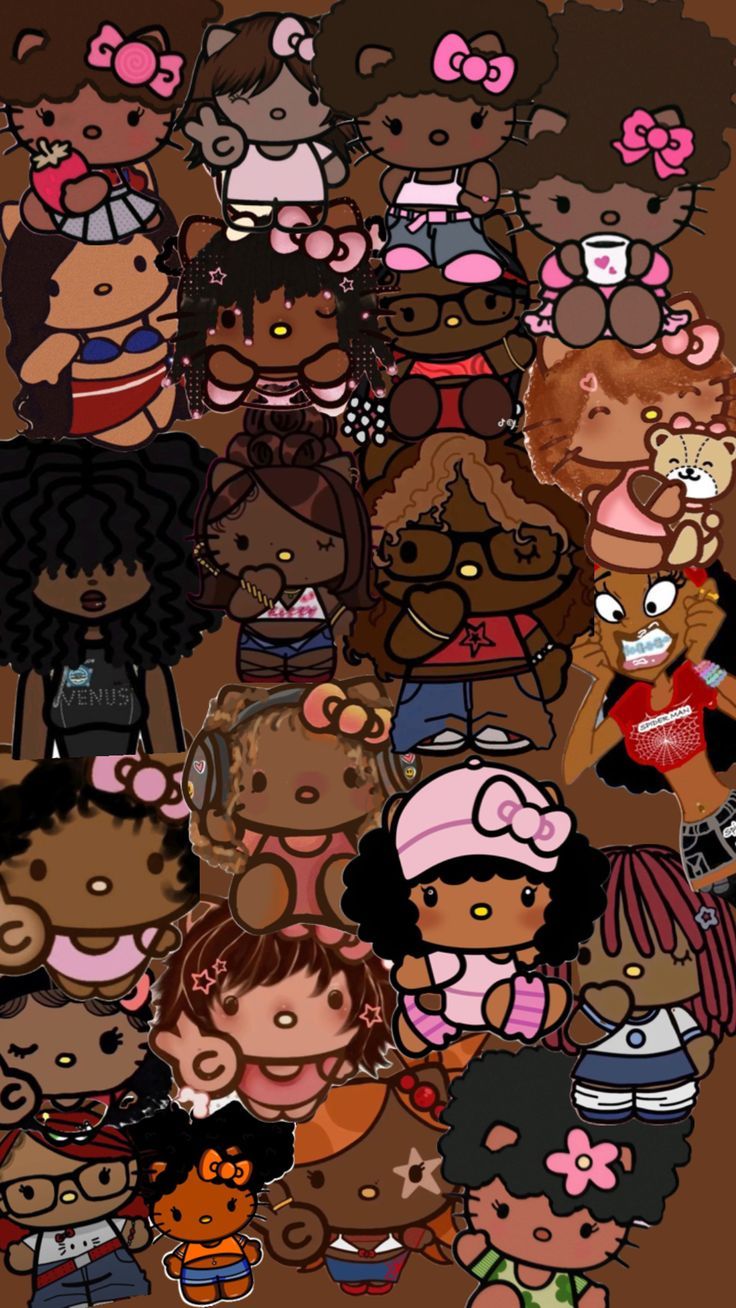 736x1308 Black Girl Hello Kitty Wallpaper