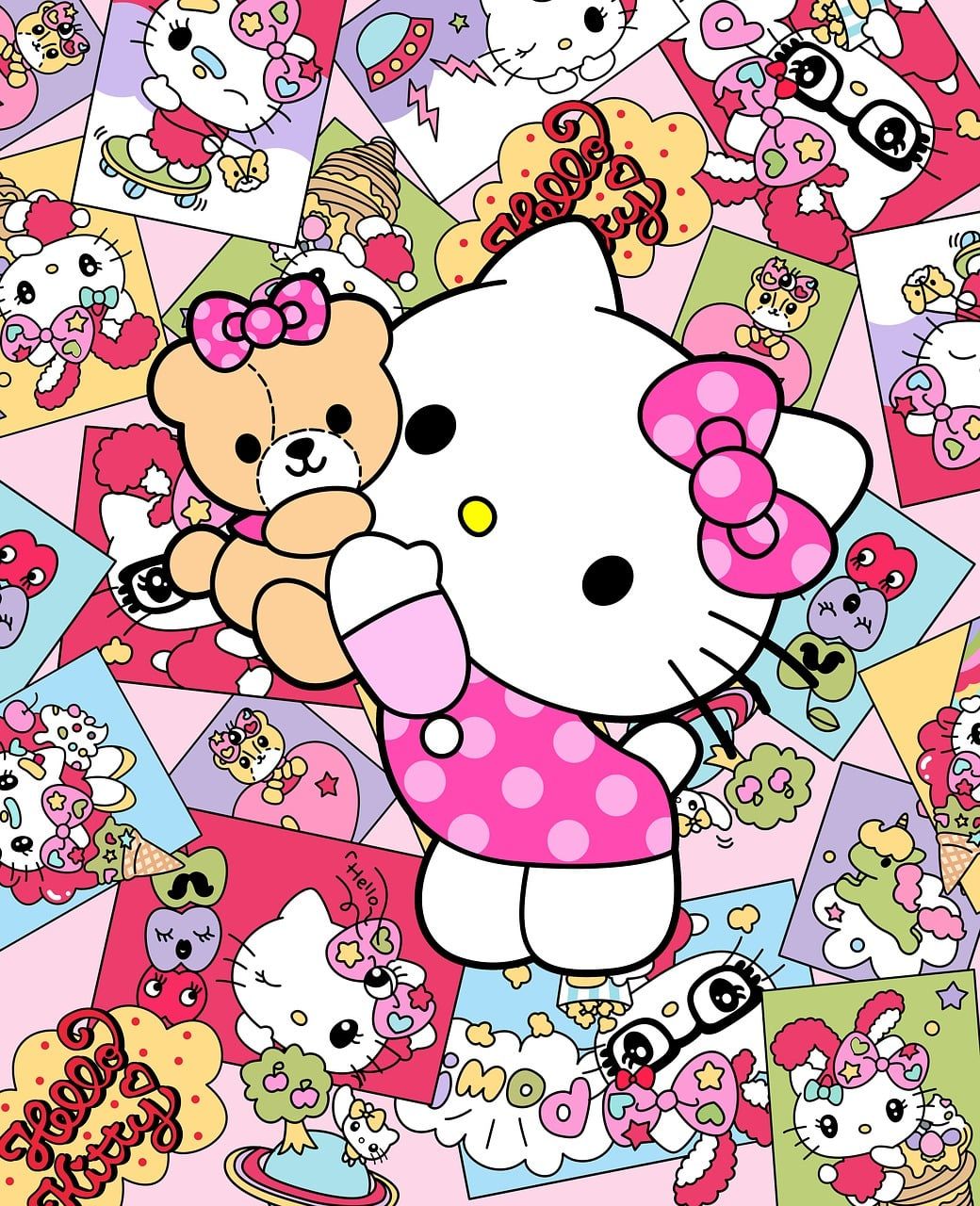1040x1280 Download Hello Kitty Cartoon Background. Royalty Free Stock Illustration Image