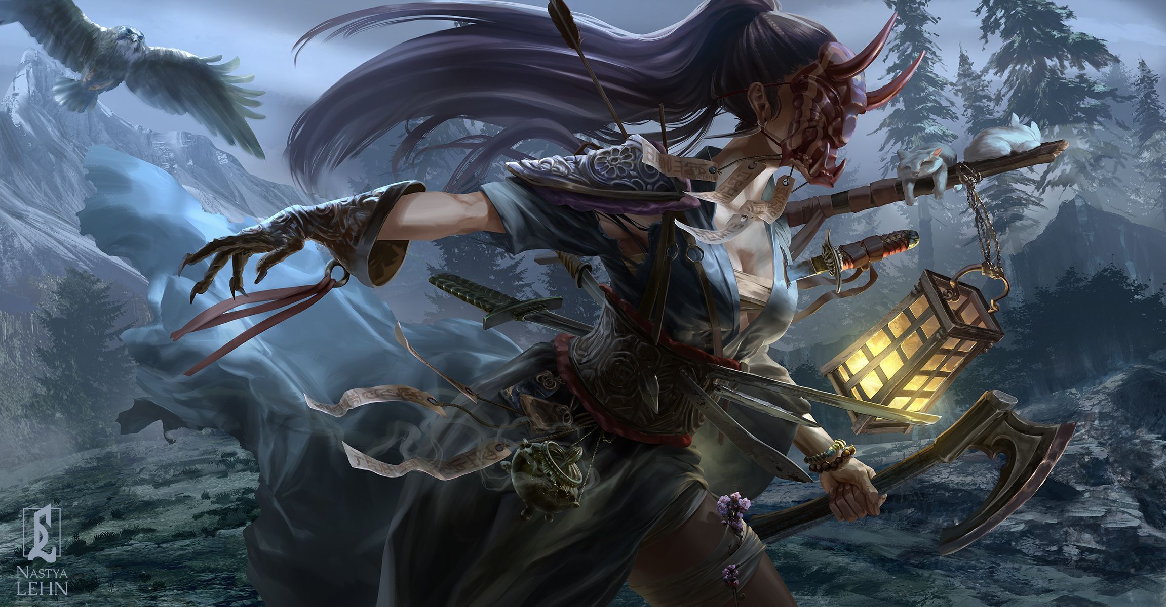 2302x1200 Oni Girl Wallpaper