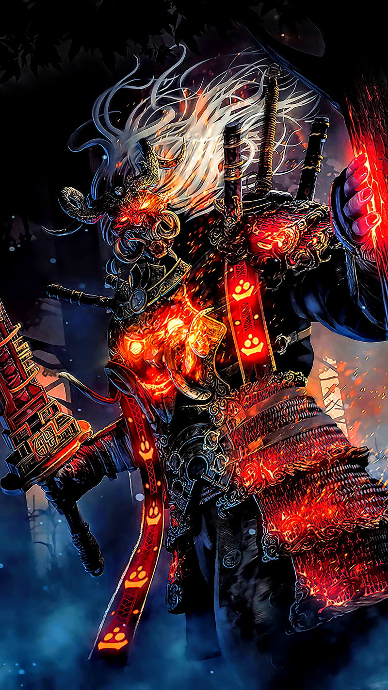 800x1422 Oni, by, daylight, dead, japanese, mask, monster, sword, HD phone wallpaper