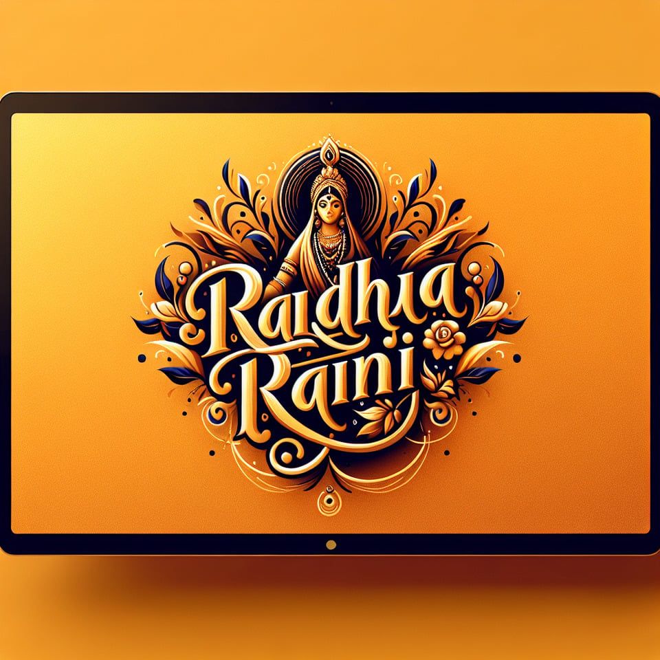 960x960 AI ti ipilẹṣẹ write the name of RADHA RANI with golden background for wallpaper of my 14 inches pc Ọrọ Ipa