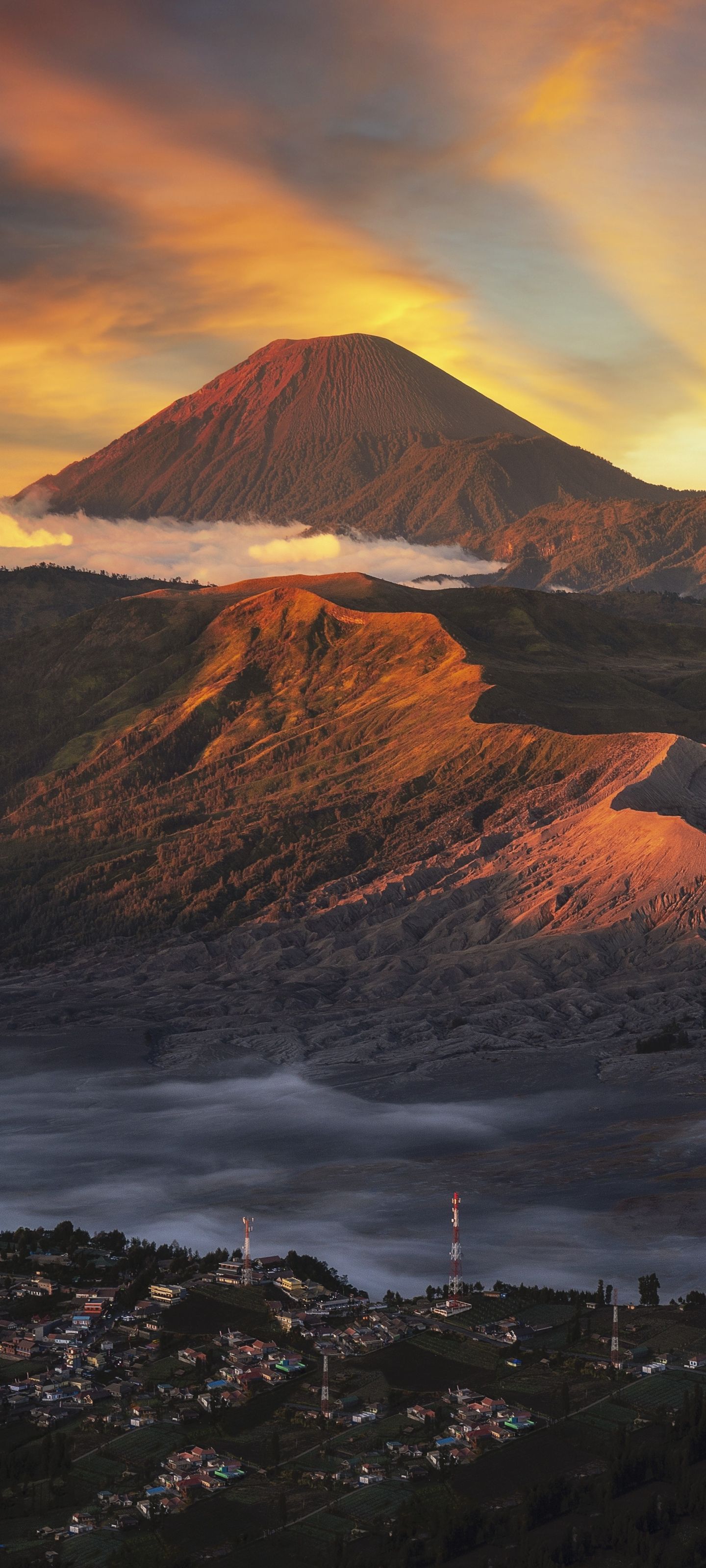 1440x3200 Phone wallpaper: Indonesia, Earth, Mount Bromo, Volcano, Sunset, Mountain, Volcanoes 1185807