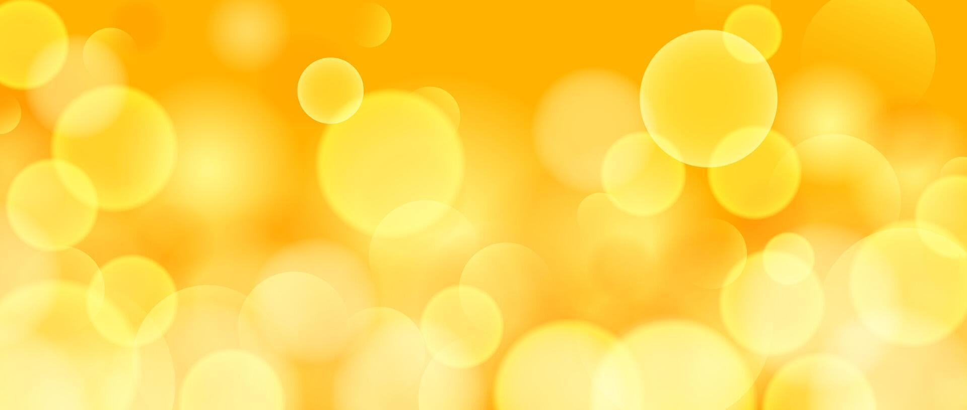 1920x815 Abstract circle bokeh wallpaper. Gold yellow color blur effect background. Shiny golden light sparkle texture. Blurry backdrop for birthday celebration, fairy party, card, poster, banner, flyer